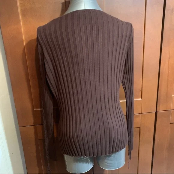 Belldini Chocolate Ribbed Knit Top - Picture 3 of 11